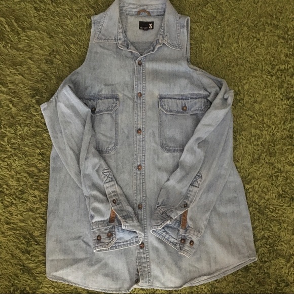 Urban Renewal vintage cold shoulder denim button - Picture 2 of 7